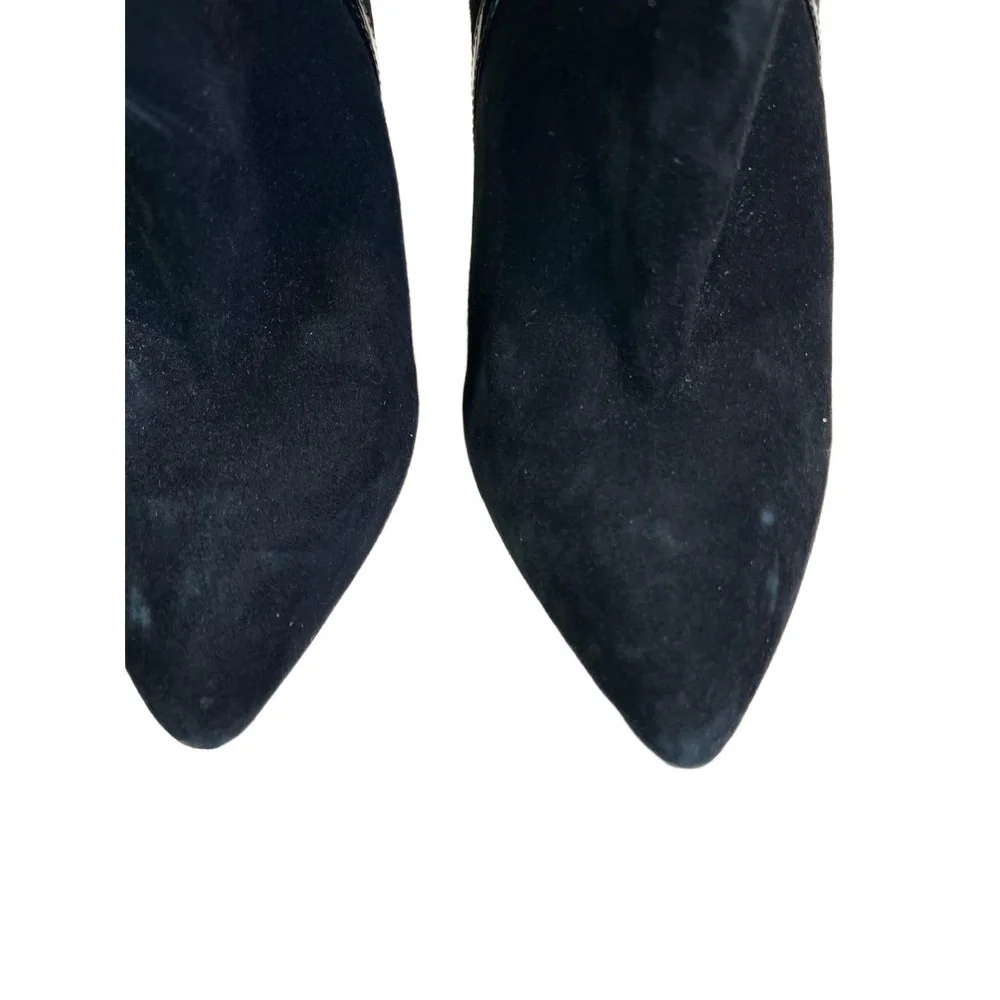 Charlotte Olympia Black Pointed Toe Stiletto Heel Suede Zipper Ankle Boots 37.5
